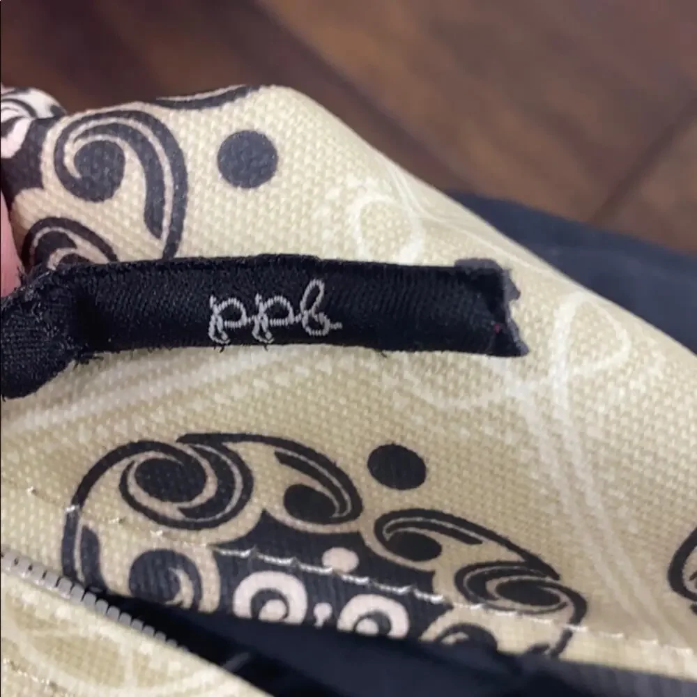 Petunia Pickle Bottom Tan & Black  Print Front Flap Diaper Bag